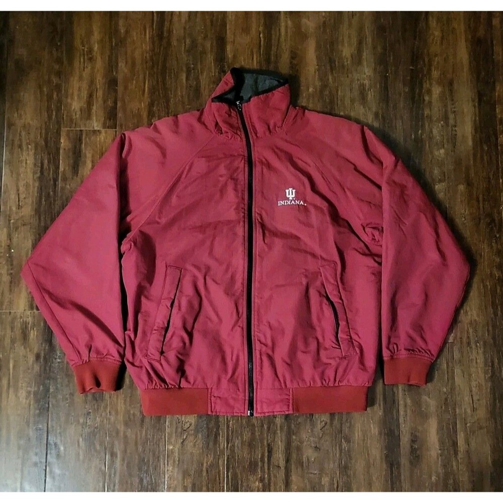 Vtg Indiana Hoosiers Devon & Jones Lined Full Zip Up Jacket Coat Mens Medium